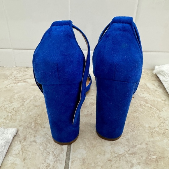 J. Adams Cobalt Blue Chunky Heels - Picture 5 of 15